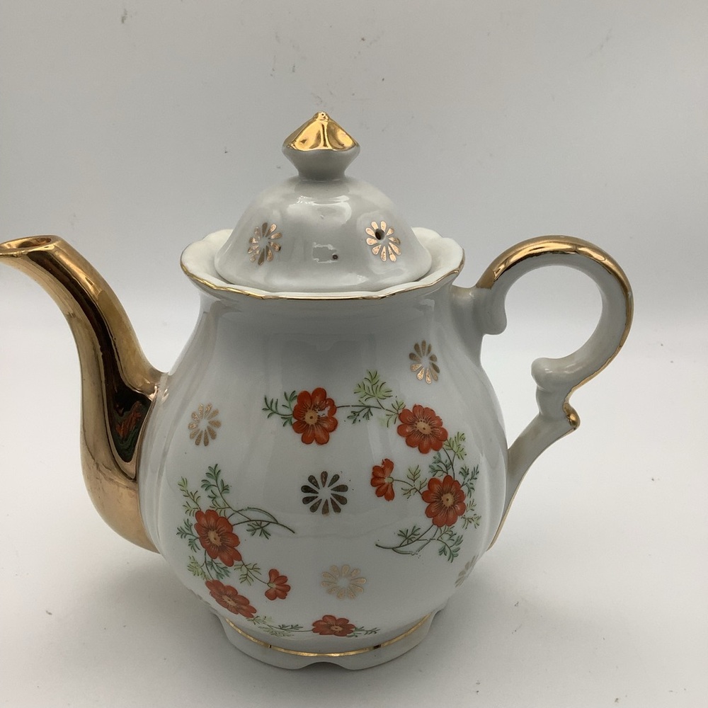 Vintage Floral Teapot with Gold Accents Made in Japan
